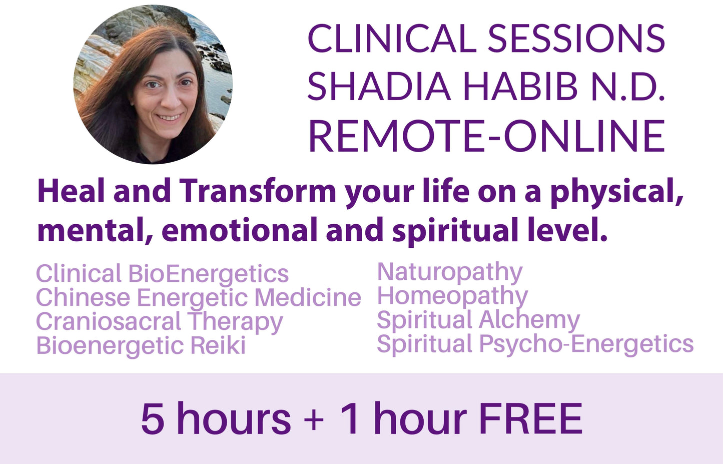 *LIMITED TIME OFFER: 5 Hours online sessions at reduced price + the 6th session FREE ($125/session, 467 AED)